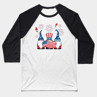 4th Of July American Gnomes Celebrating Independence Day Gift For men Women Baseball T-Shirt